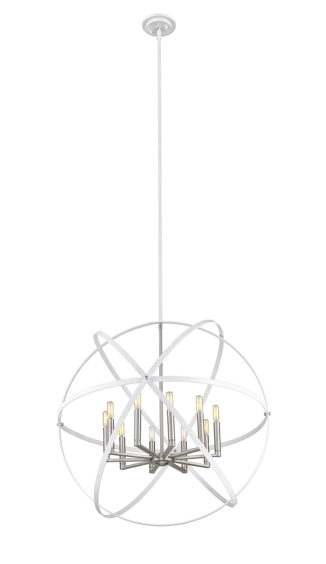 Z-Lite - 463-36HWH-BN - Ten Light Chandelier - Cavallo - Hammered White + Brushed Nickel