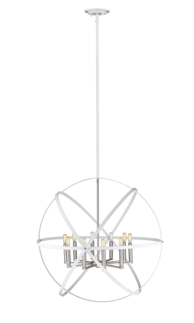 Z-Lite - 463-36HWH-BN - Ten Light Chandelier - Cavallo - Hammered White + Brushed Nickel
