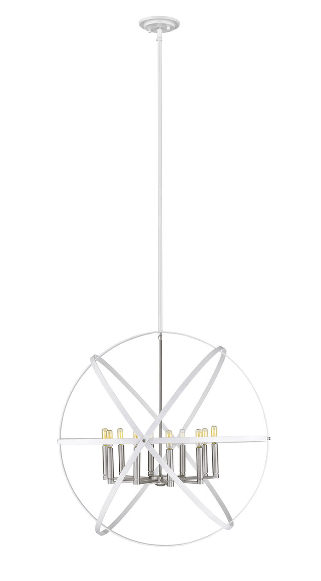 Z-Lite - 463-36HWH-BN - Ten Light Chandelier - Cavallo - Hammered White + Brushed Nickel