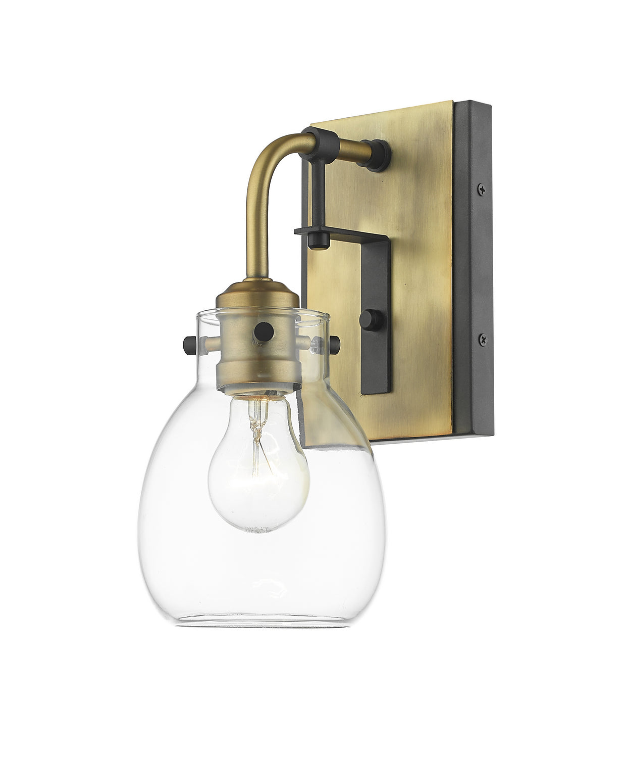 Z-Lite - 466-1S-MB-OBR - One Light Wall Sconce - Kraken - Matte Black / Olde Brass