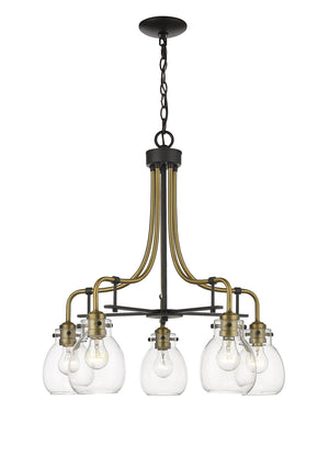 Z-Lite - 466-5MB-OBR - Five Light Chandelier - Kraken - Matte Black / Olde Brass