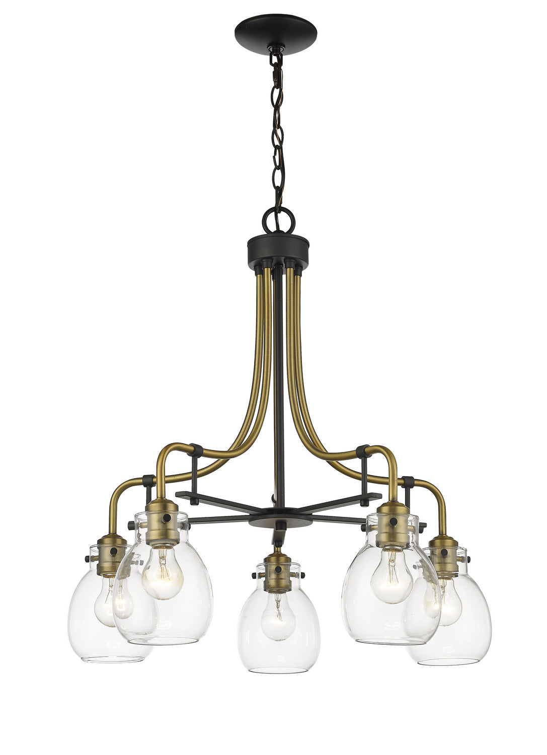 Z-Lite - 466-5MB-OBR - Five Light Chandelier - Kraken - Matte Black / Olde Brass