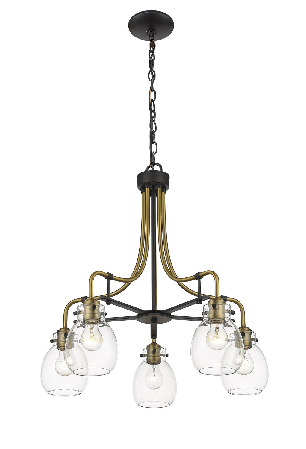 Z-Lite - 466-5MB-OBR - Five Light Chandelier - Kraken - Matte Black / Olde Brass