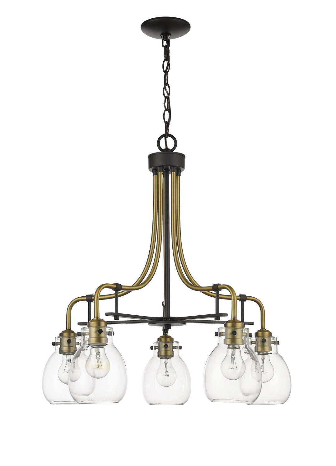 Z-Lite - 466-5MB-OBR - Five Light Chandelier - Kraken - Matte Black / Olde Brass