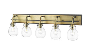 Z-Lite - 466-5V-MB-OBR - Five Light Vanity - Kraken - Matte Black / Olde Brass