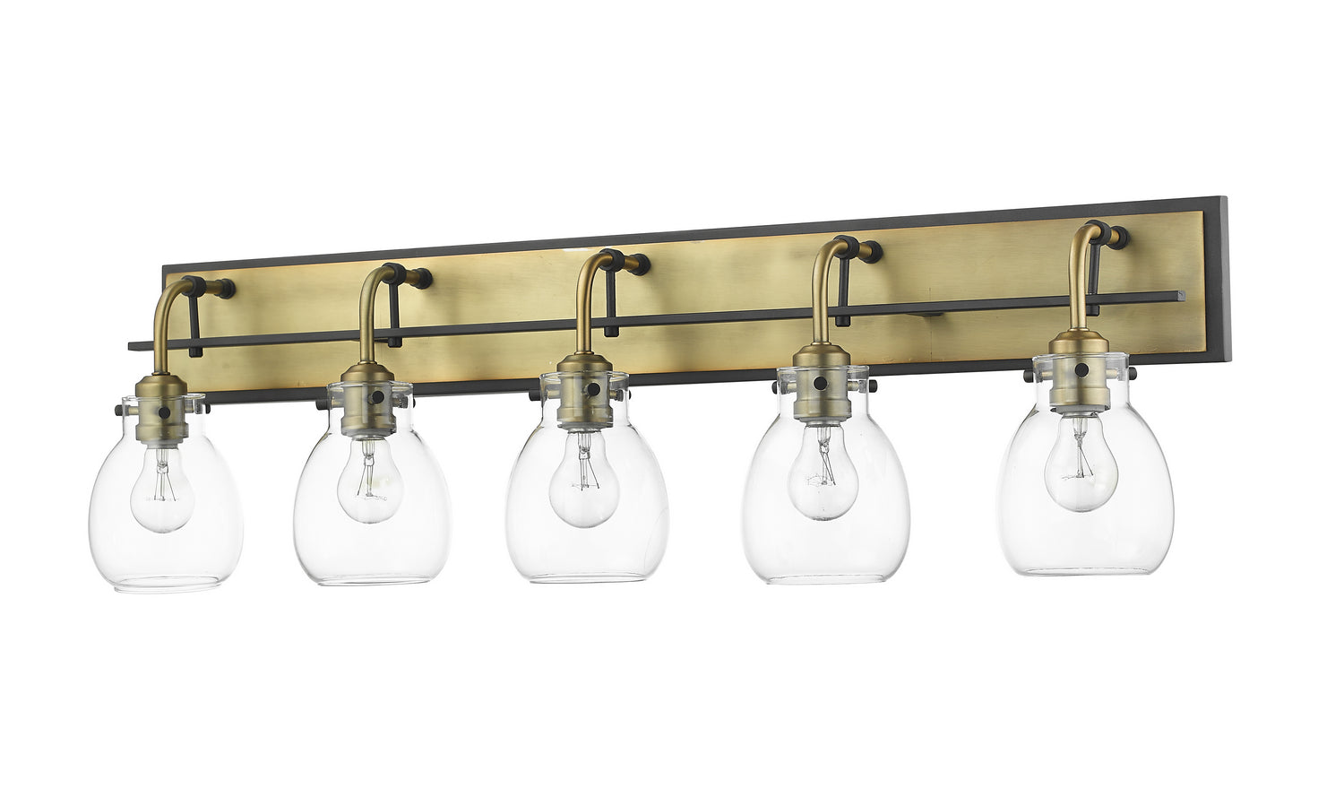 Z-Lite - 466-5V-MB-OBR - Five Light Vanity - Kraken - Matte Black / Olde Brass