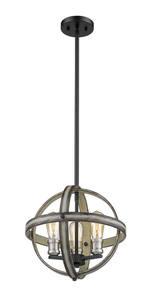 Z-Lite - 472B14-ABB - Three Light Pendant - Kirkland - Ashen Barnboard