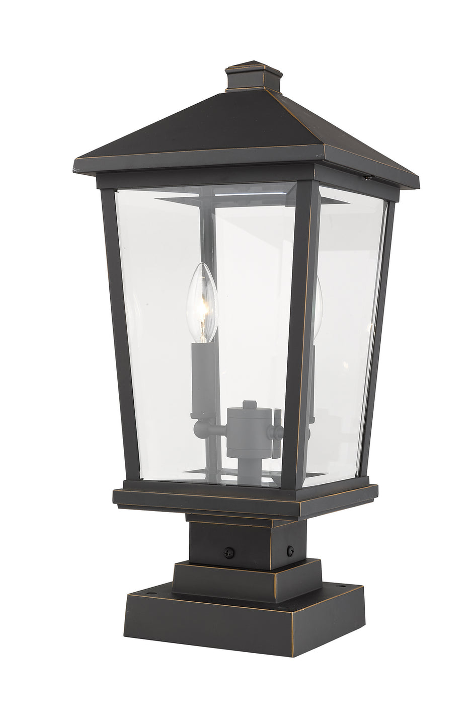 Z-Lite - 568PHBS-SQPM-ORB - Two Light Outdoor Pier Mounted Fixture - Beacon - Oil Rubbed Bronze