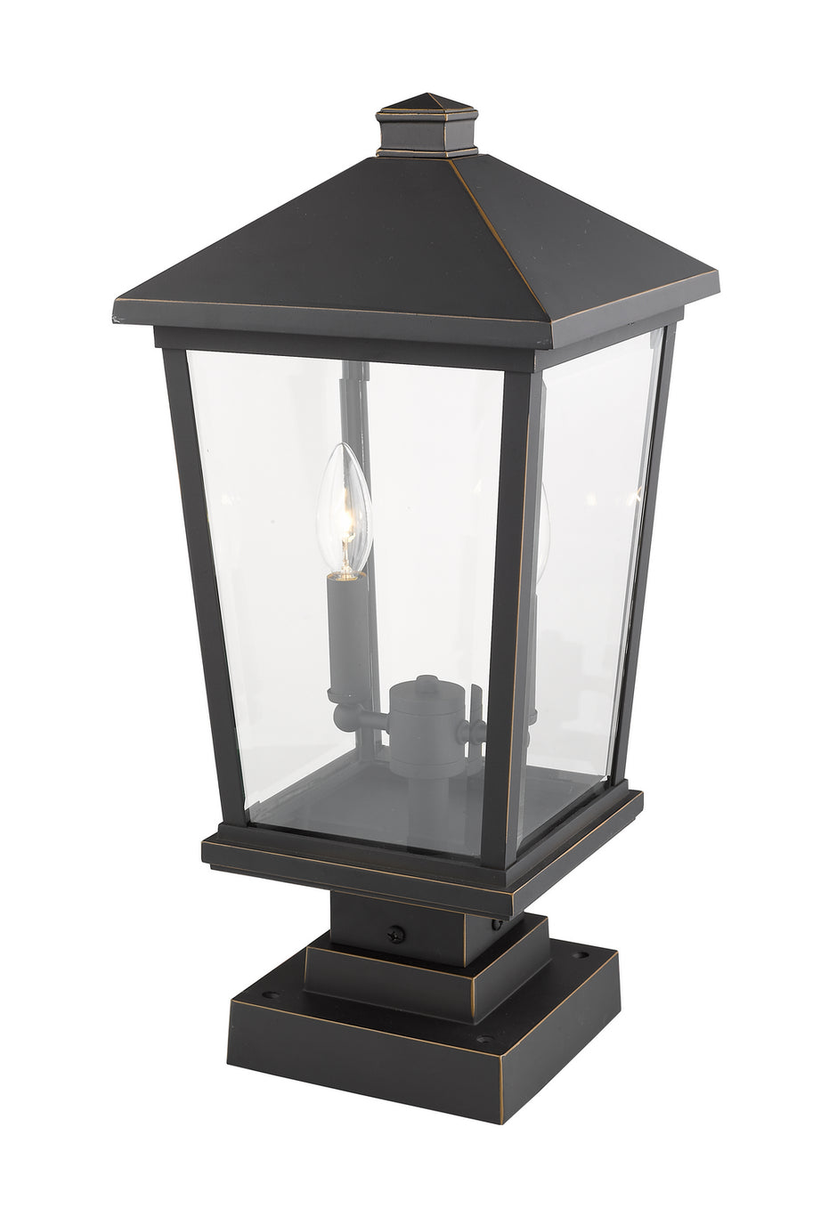 Z-Lite - 568PHBS-SQPM-ORB - Two Light Outdoor Pier Mounted Fixture - Beacon - Oil Rubbed Bronze