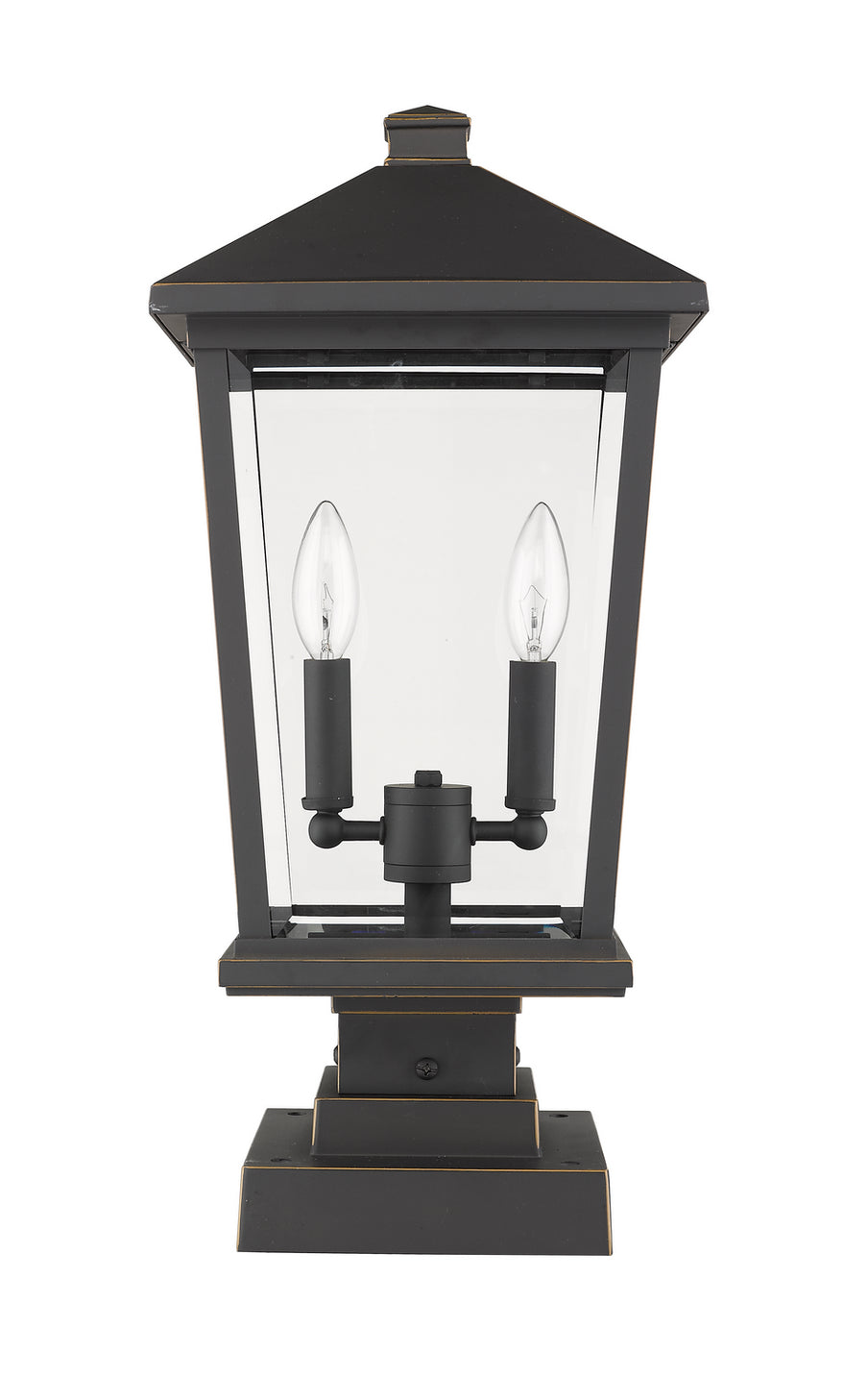 Z-Lite - 568PHBS-SQPM-ORB - Two Light Outdoor Pier Mounted Fixture - Beacon - Oil Rubbed Bronze