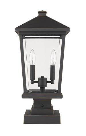 Z-Lite - 568PHBS-SQPM-ORB - Two Light Outdoor Pier Mounted Fixture - Beacon - Oil Rubbed Bronze