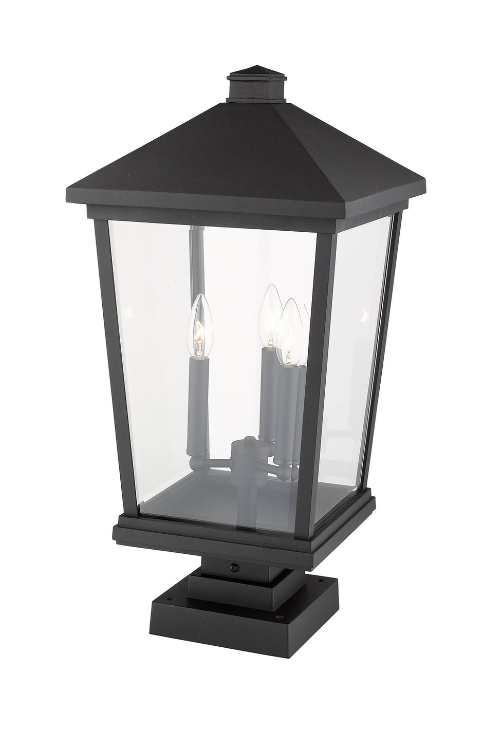 Z-Lite - 568PHXLS-SQPM-BK - Three Light Outdoor Pier Mounted Fixture - Beacon - Black