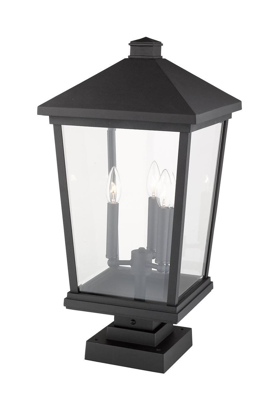 Z-Lite - 568PHXLS-SQPM-BK - Three Light Outdoor Pier Mounted Fixture - Beacon - Black