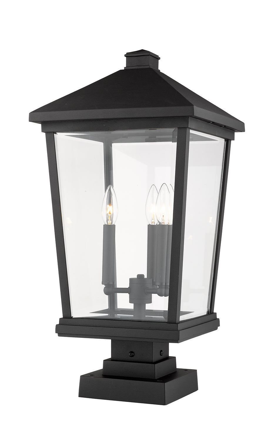 Z-Lite - 568PHXLS-SQPM-BK - Three Light Outdoor Pier Mounted Fixture - Beacon - Black