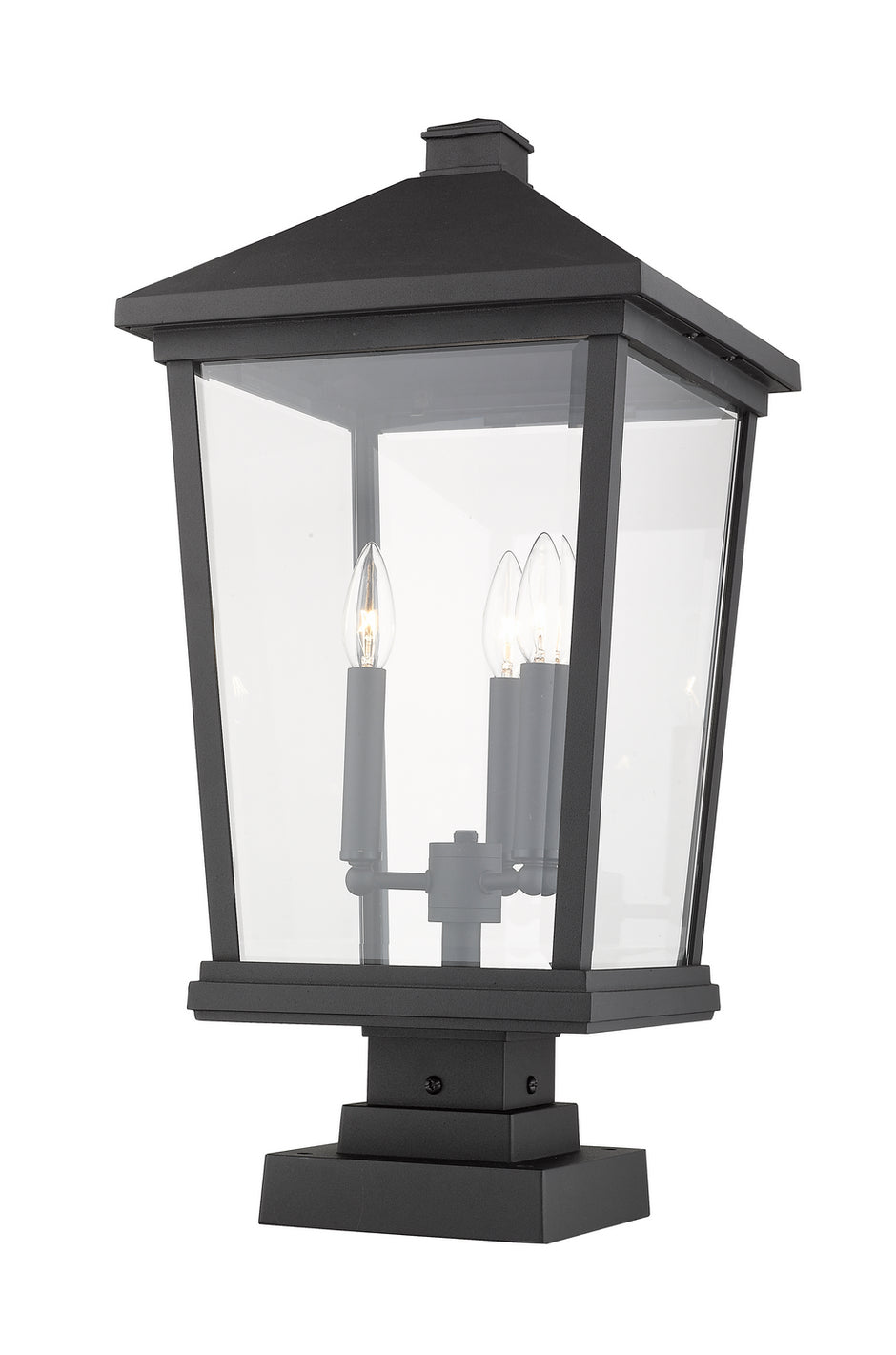 Z-Lite - 568PHXLS-SQPM-BK - Three Light Outdoor Pier Mounted Fixture - Beacon - Black