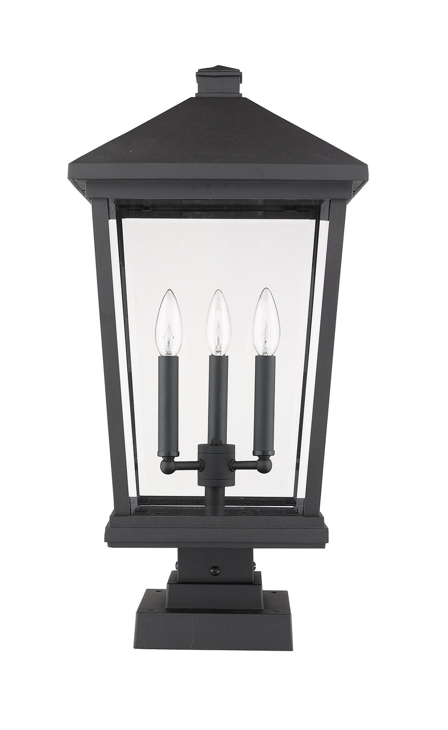 Z-Lite - 568PHXLS-SQPM-BK - Three Light Outdoor Pier Mounted Fixture - Beacon - Black