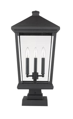 Z-Lite - 568PHXLS-SQPM-BK - Three Light Outdoor Pier Mounted Fixture - Beacon - Black