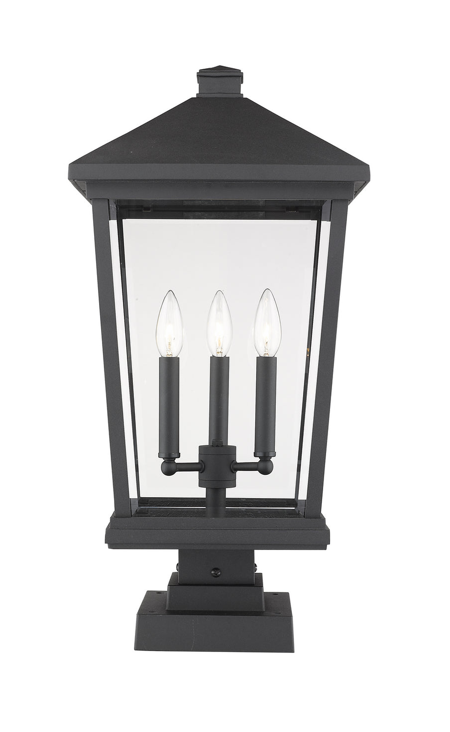 Z-Lite - 568PHXLS-SQPM-BK - Three Light Outdoor Pier Mounted Fixture - Beacon - Black