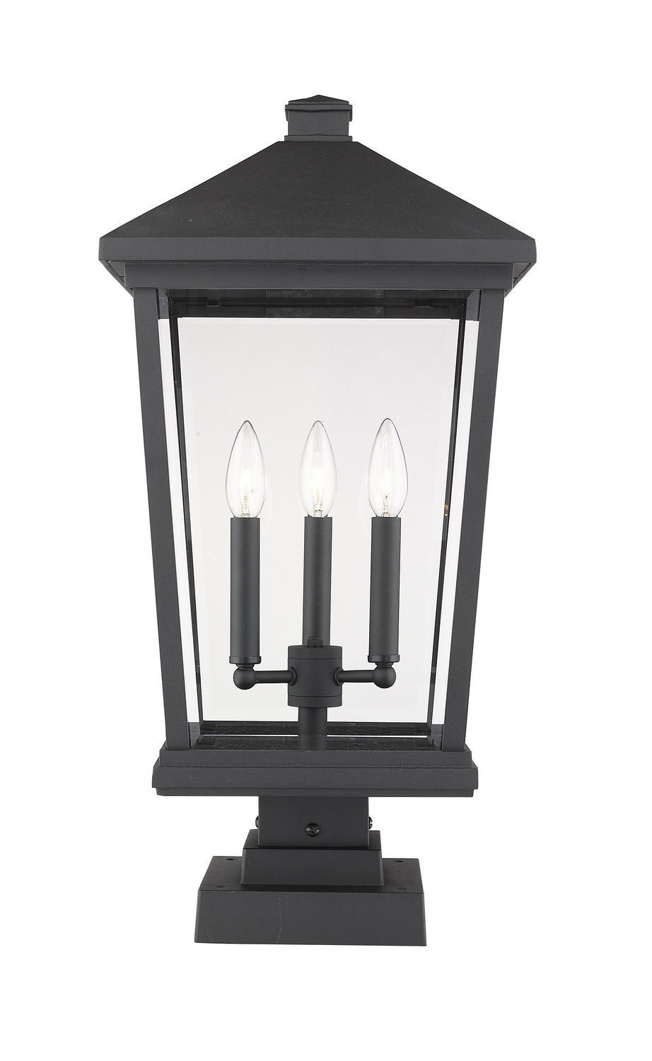 Z-Lite - 568PHXLS-SQPM-BK - Three Light Outdoor Pier Mounted Fixture - Beacon - Black