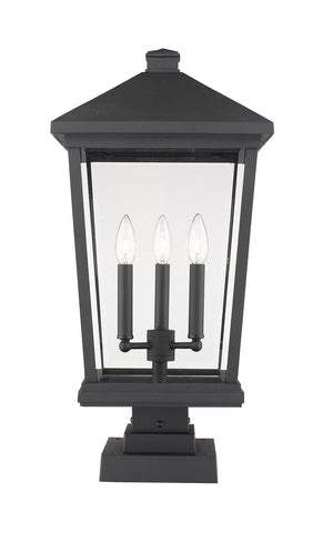 Z-Lite - 568PHXLS-SQPM-BK - Three Light Outdoor Pier Mounted Fixture - Beacon - Black