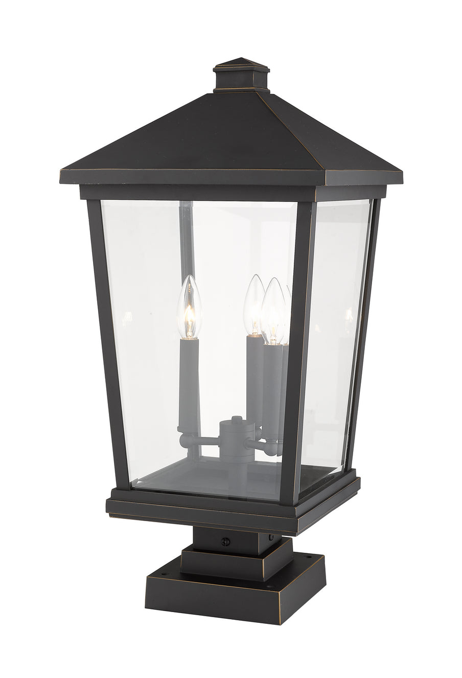 Z-Lite - 568PHXLS-SQPM-ORB - Three Light Outdoor Pier Mounted Fixture - Beacon - Oil Rubbed Bronze