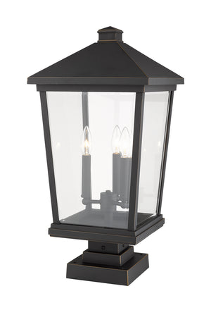 Z-Lite - 568PHXLS-SQPM-ORB - Three Light Outdoor Pier Mounted Fixture - Beacon - Oil Rubbed Bronze