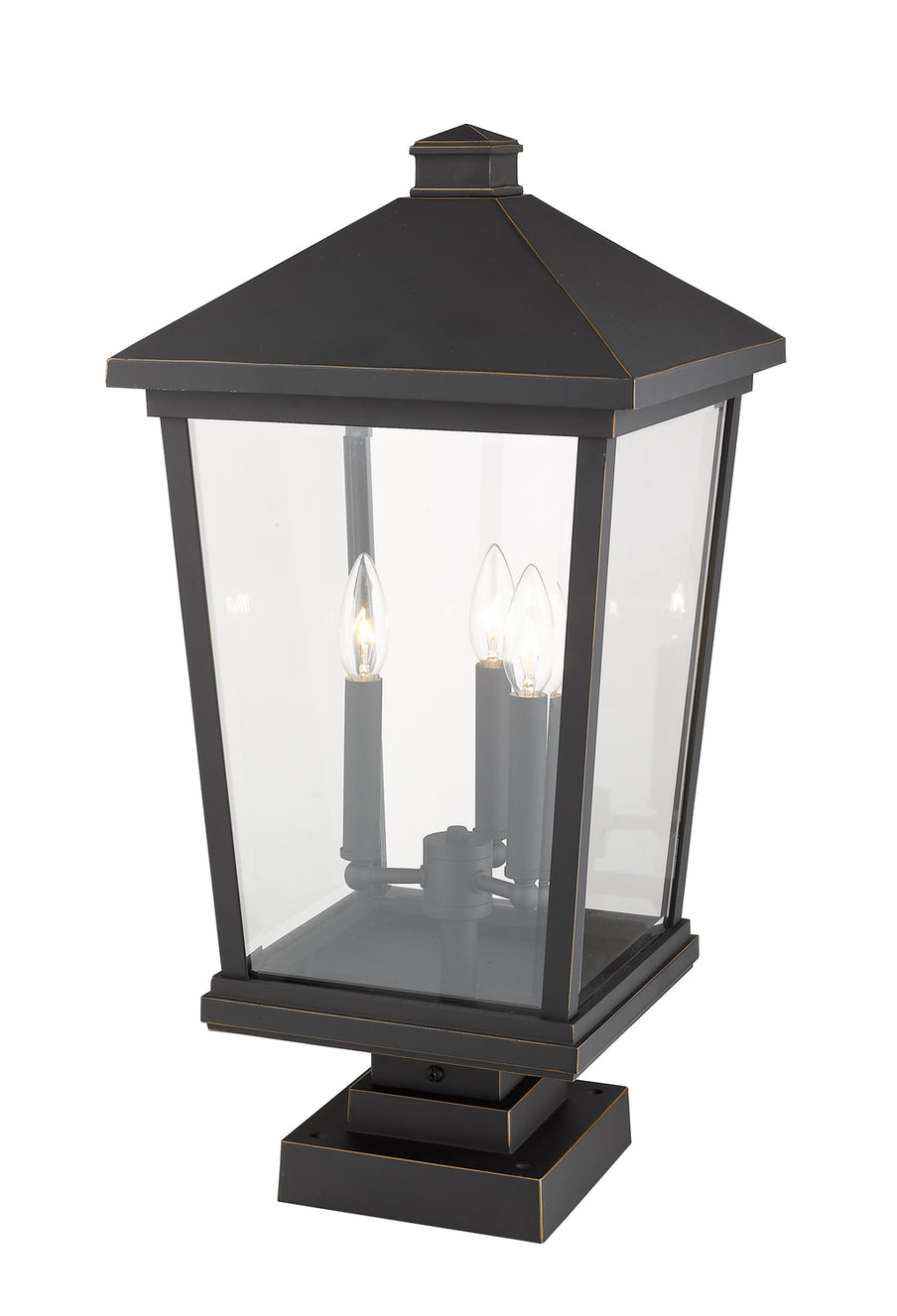 Z-Lite - 568PHXLS-SQPM-ORB - Three Light Outdoor Pier Mounted Fixture - Beacon - Oil Rubbed Bronze