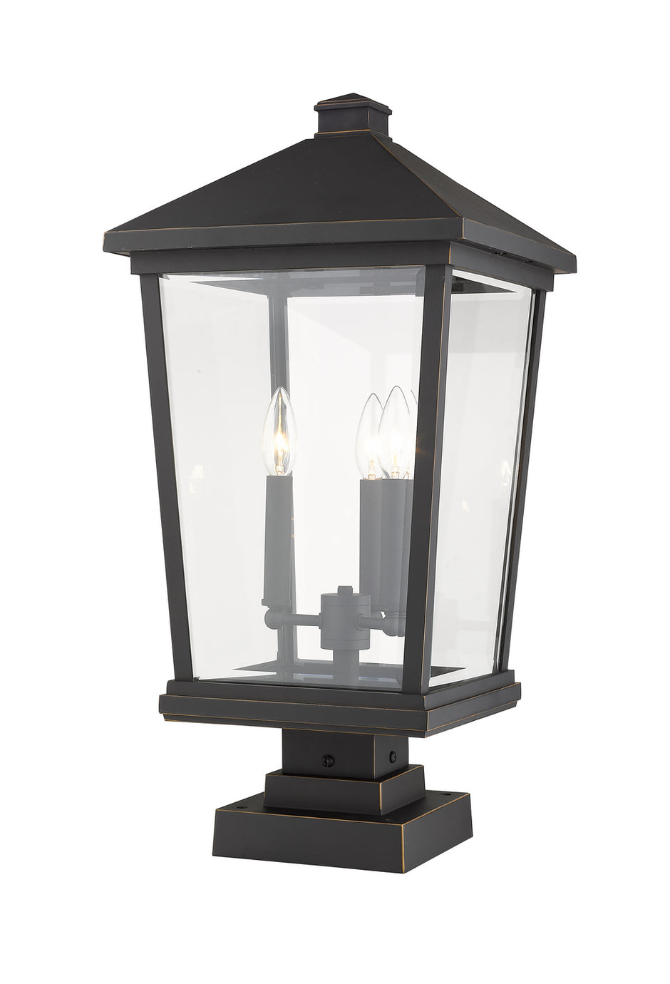Z-Lite - 568PHXLS-SQPM-ORB - Three Light Outdoor Pier Mounted Fixture - Beacon - Oil Rubbed Bronze