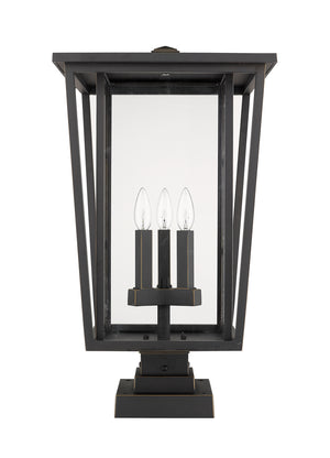 Z-Lite - 571PHXLS-SQPM-ORB - Three Light Outdoor Pier Mounted Fixture - Seoul - Oil Rubbed Bronze