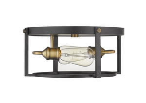 Z-Lite - 723F13-BRZ+HBR - Two Light Flush Mount - Halcyon - Bronze / Heritage Brass