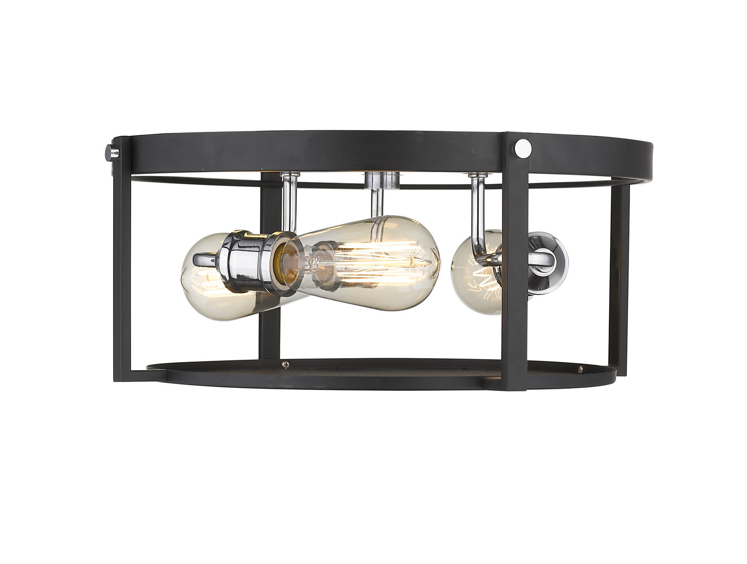 Z-Lite - 723F15-MB+CH - Three Light Flush Mount - Halcyon - Matte Black / Chrome