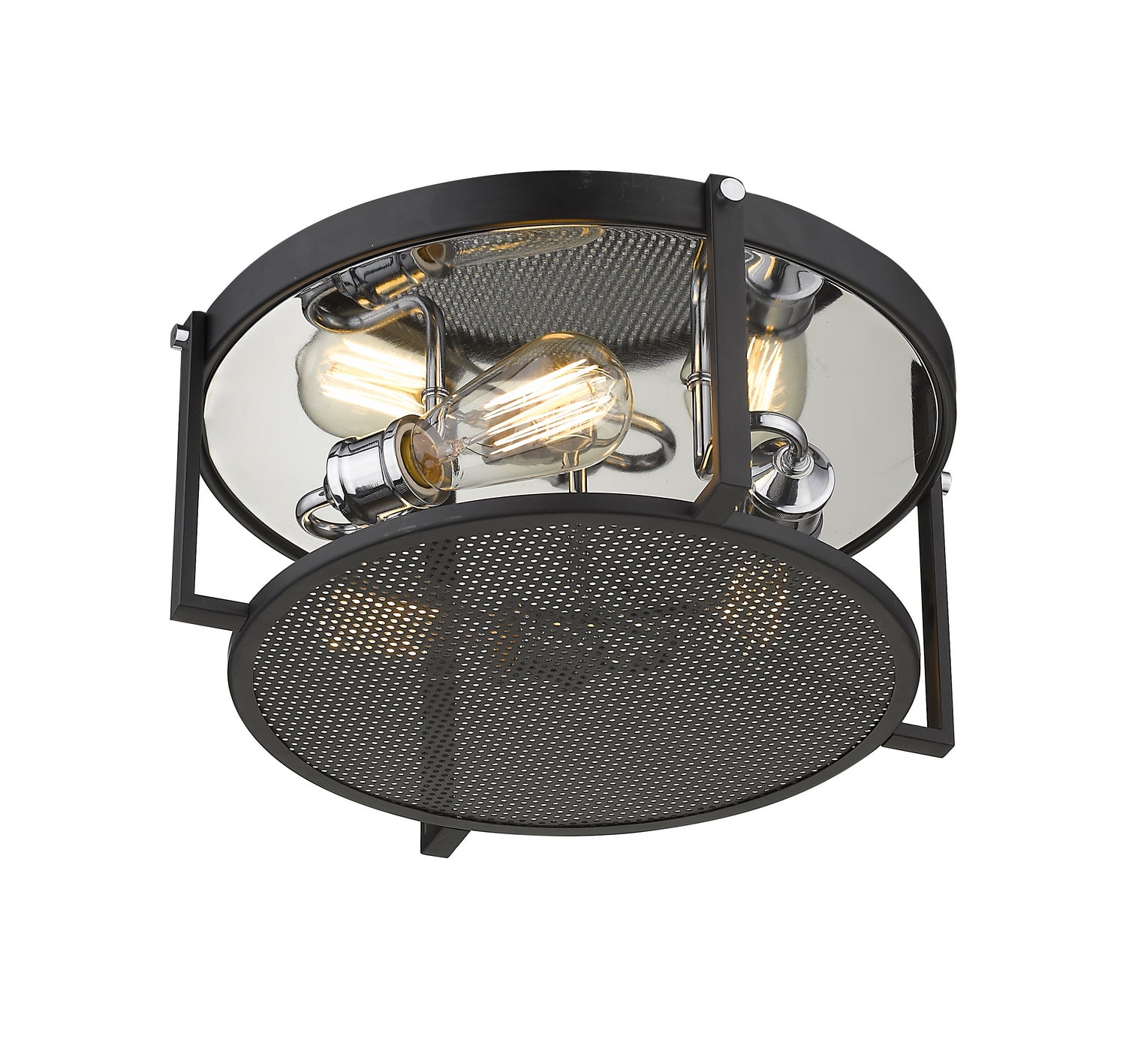 Z-Lite - 723F15-MB+CH - Three Light Flush Mount - Halcyon - Matte Black / Chrome