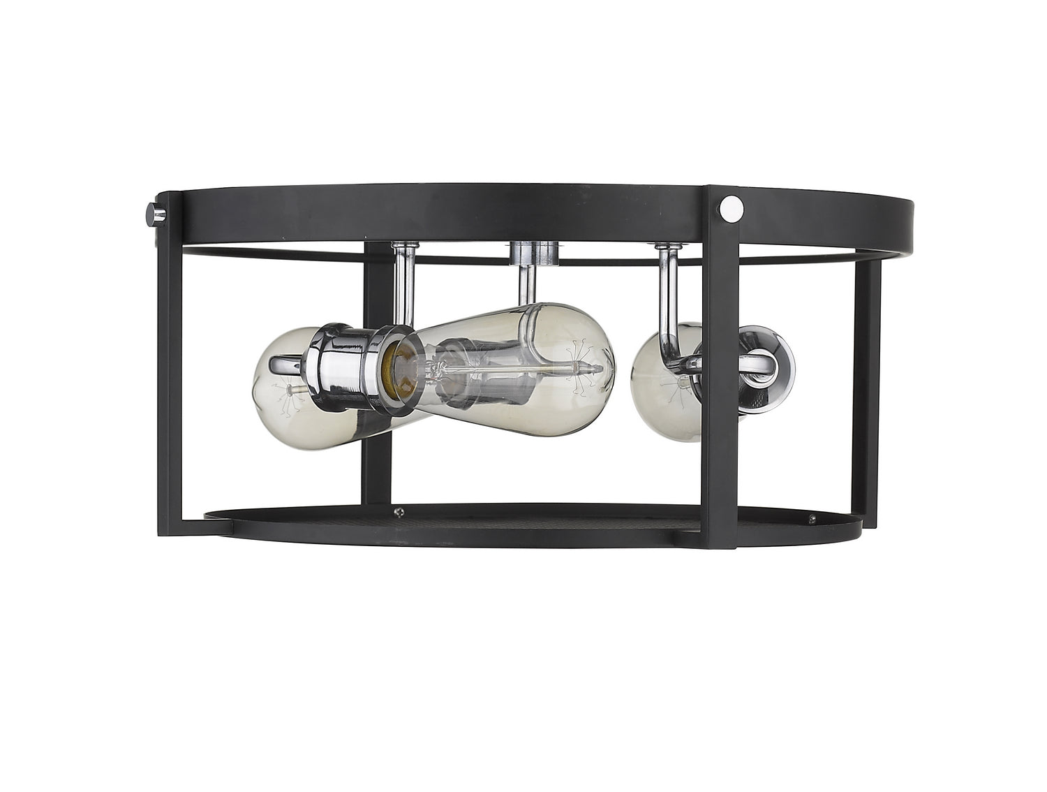 Z-Lite - 723F15-MB+CH - Three Light Flush Mount - Halcyon - Matte Black / Chrome