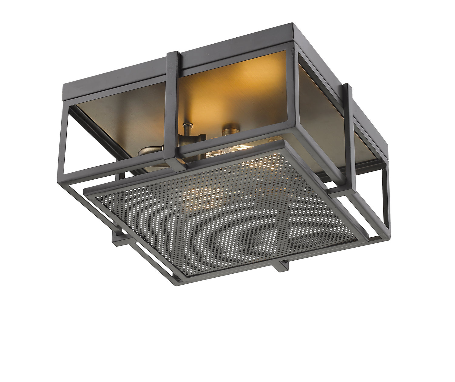 Z-Lite - 724F13-BRZ+HBR - Two Light Flush Mount - Halcyon - Bronze / Heritage Brass