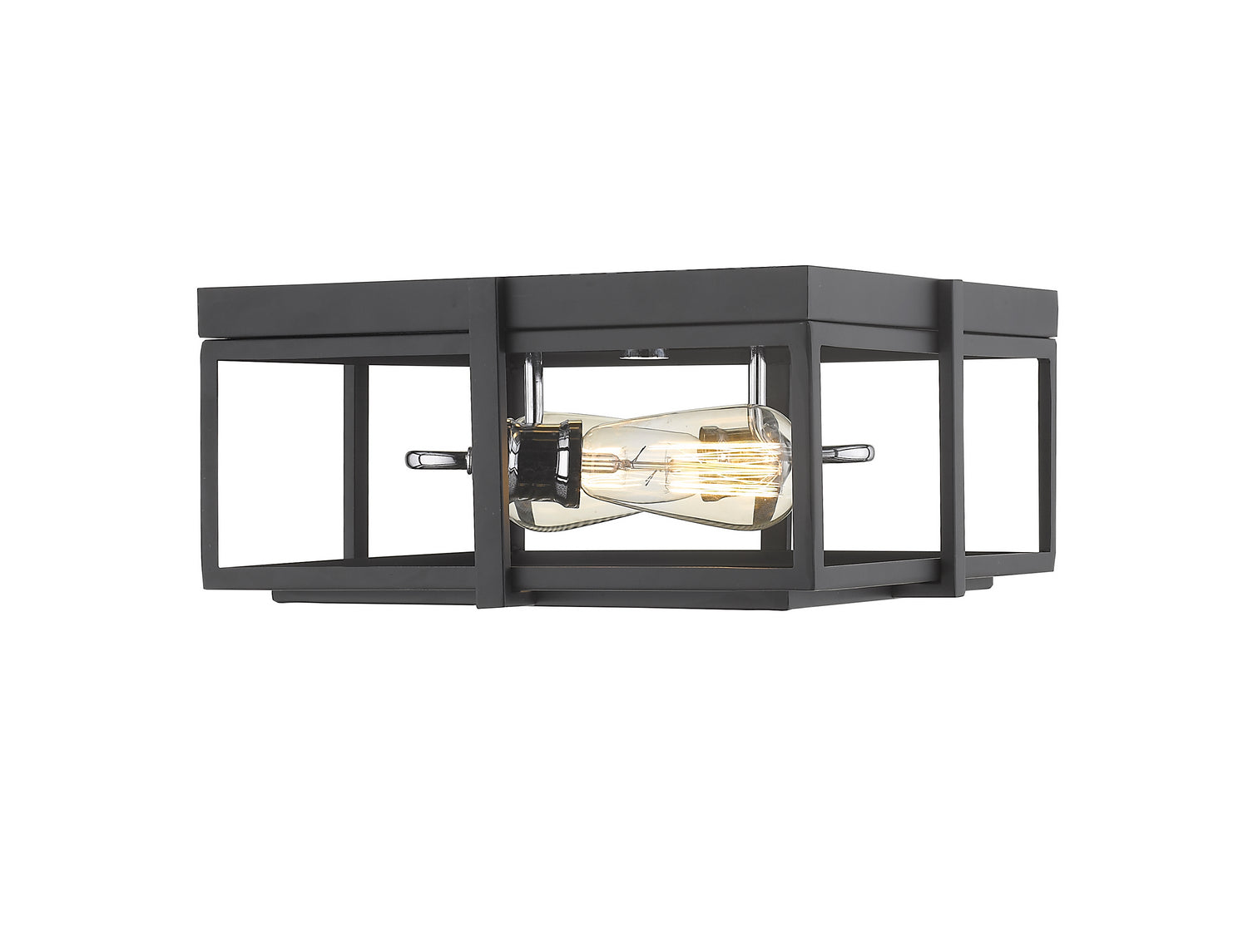 Z-Lite - 724F13-MB+CH - Two Light Flush Mount - Halcyon - Matte Black / Chrome