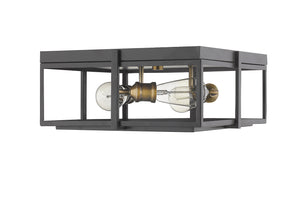 Z-Lite - 724F15-BRZ+HBR - Three Light Flush Mount - Halcyon - Bronze / Heritage Brass