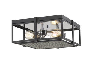 Z-Lite - 724F15-MB+CH - Three Light Flush Mount - Halcyon - Matte Black / Chrome