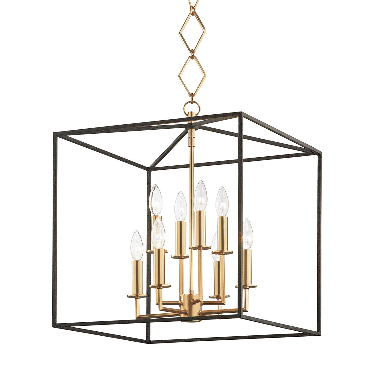 Hudson Valley - BKO151-AGB/BK - Eight Light Pendant - Richie - Aged Brass/Black