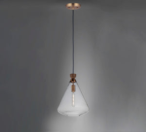 Maxim - 10101CLWOAB - One Light Pendant - Abbott - Weathered Oak / Antique Brass