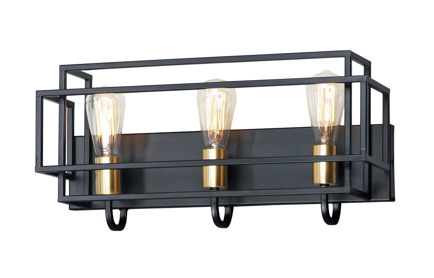 Maxim - 10243BKSBR - Three Light Bath Vanity - Liner - Black / Satin Brass