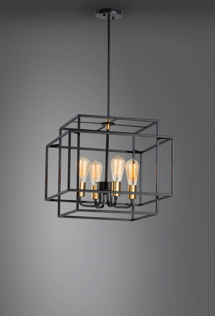 Maxim - 10247BKSBR - Four Light Pendant - Liner - Black / Satin Brass