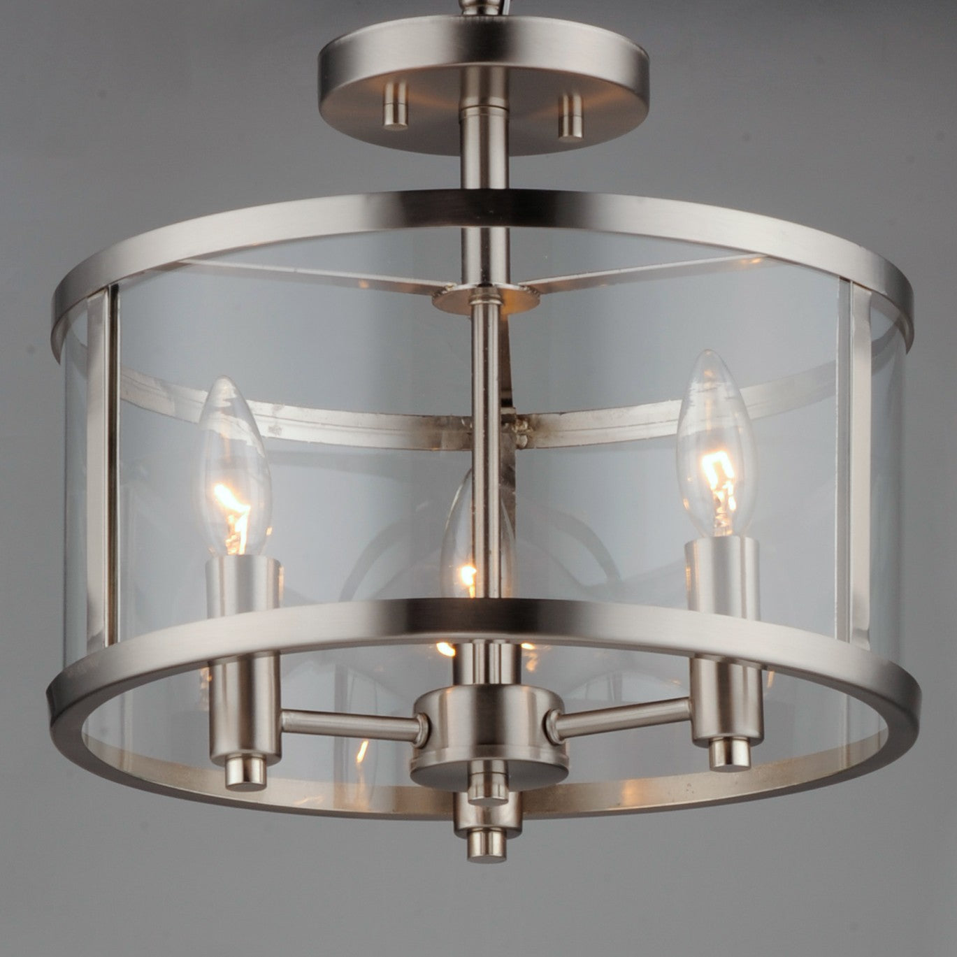 Maxim - 25250CLSN - Three Light Semi Flush Mount - Sentinel - Satin Nickel