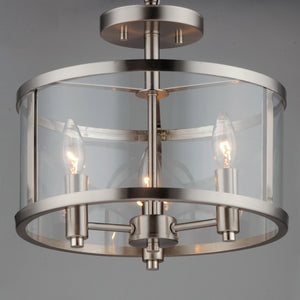 Maxim - 25250CLSN - Three Light Semi Flush Mount - Sentinel - Satin Nickel