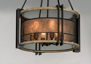 Maxim - 27565BKBWAB - Six Light Chandelier - Boundry - Black / Barn Wood / Antique Brass