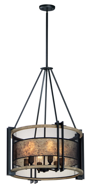 Maxim - 27565BKBWAB - Six Light Chandelier - Boundry - Black / Barn Wood / Antique Brass