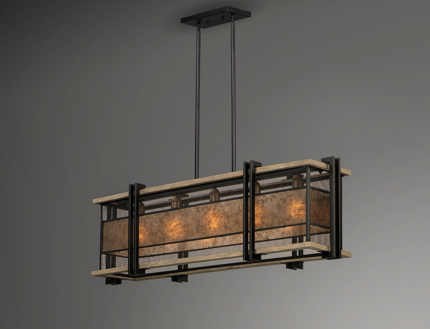 Maxim - 27567BKBWAB - Five Light Linear Pendant - Boundry - Black / Barn Wood / Antique Brass