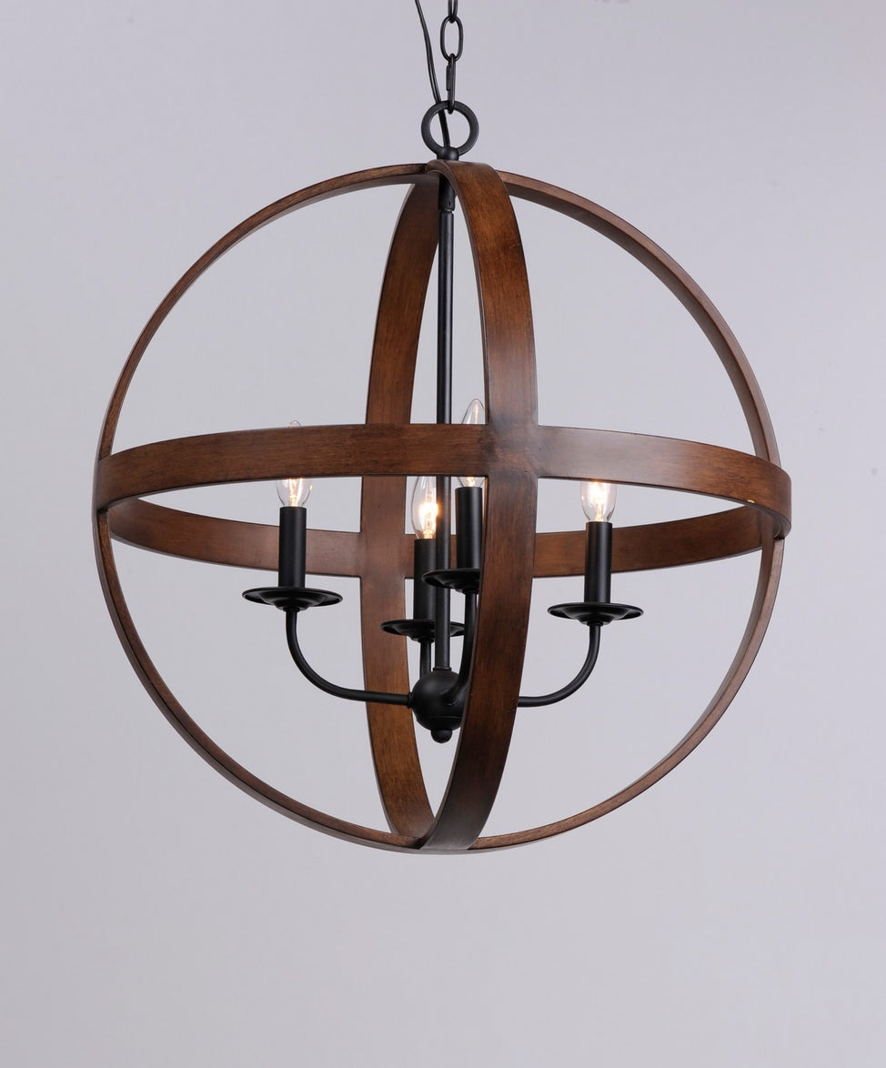 Maxim - 27574APBK - Four Light Pendant - Compass - Antique Pecan / Black