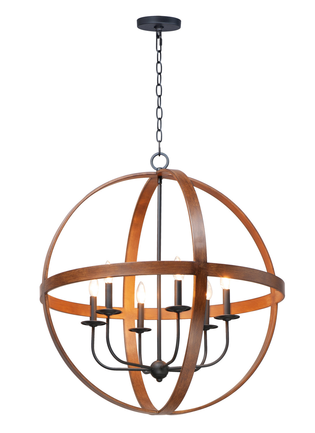 Maxim - 27576APBK - Six Light Pendant - Compass - Antique Pecan / Black