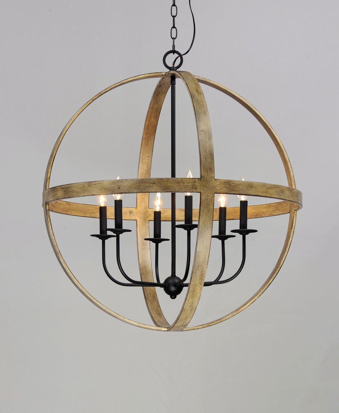 Maxim - 27576BWBK - Six Light Pendant - Compass - Barn Wood / Black