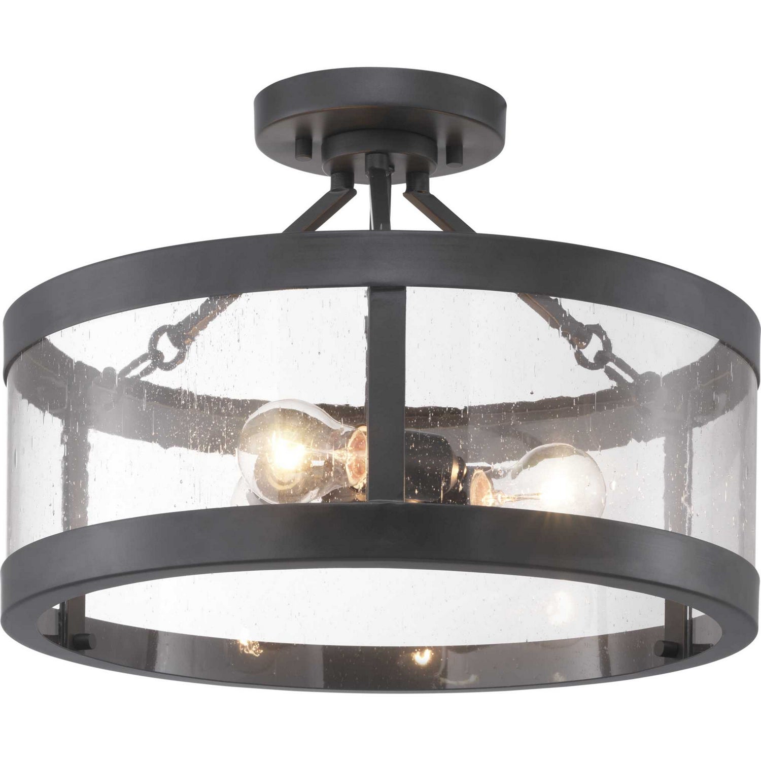 Progress Lighting - P350119-143 - Three Light Semi-Flush Convertible - Gresham - Graphite